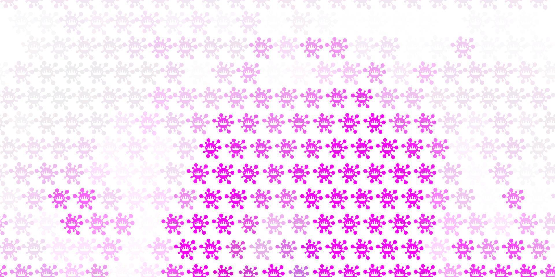 Light Purple, Pink vector background with covid-19 symbols.
