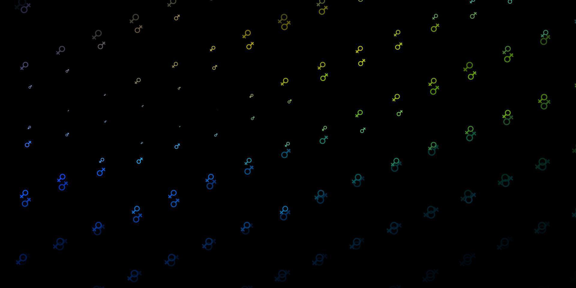 Dark Blue, Yellow vector background with woman symbols.