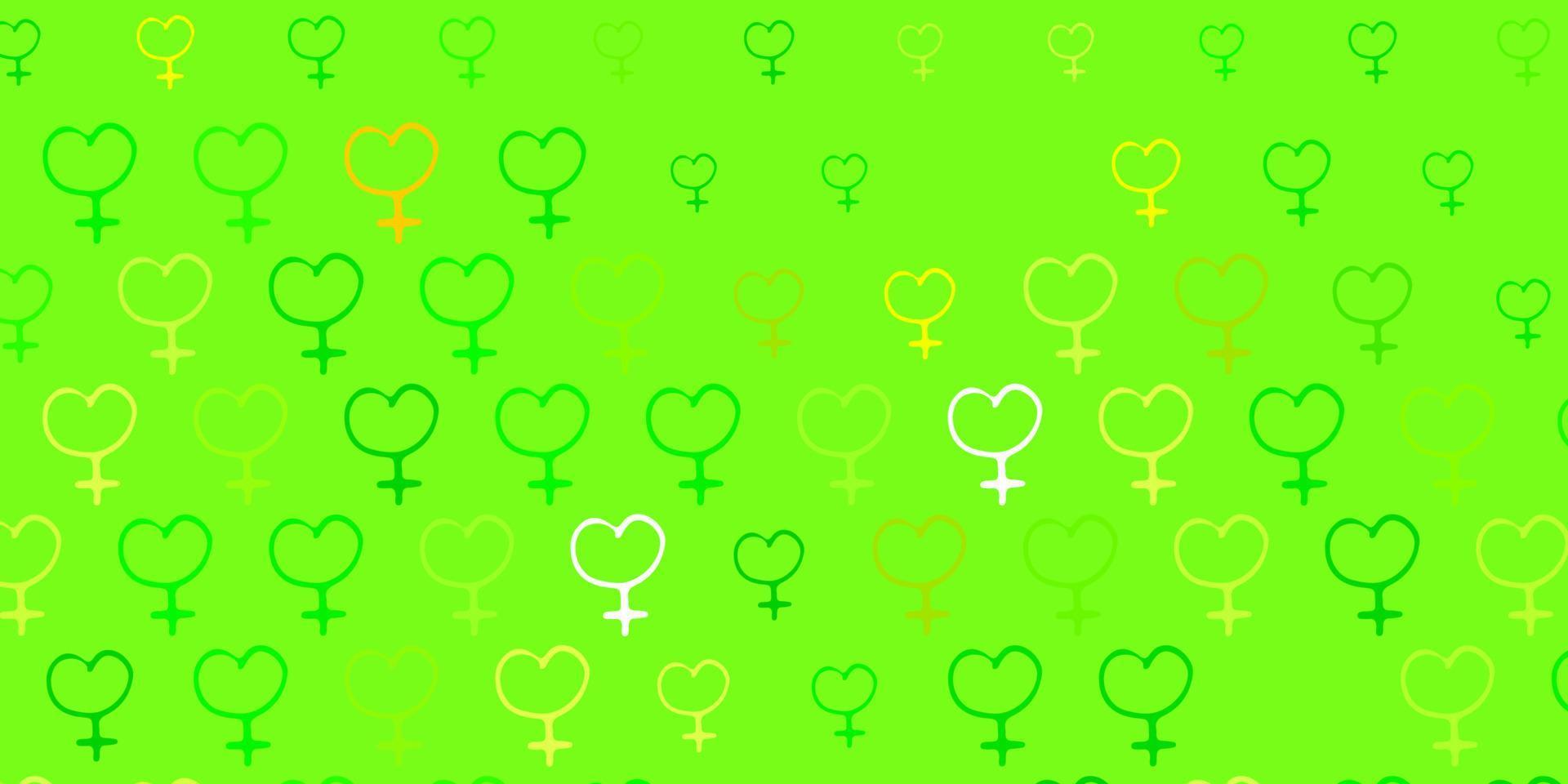 Light Green, Yellow vector texture with women rights symbols.