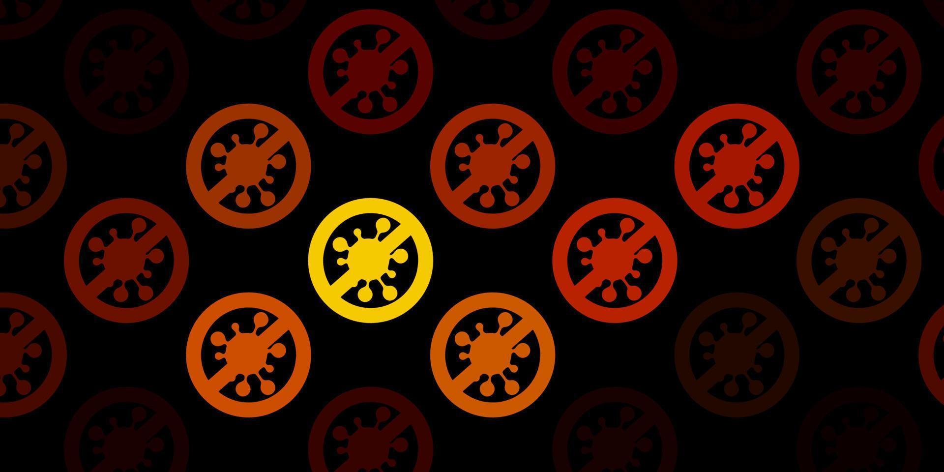 Dark Yellow vector backdrop with virus symbols.