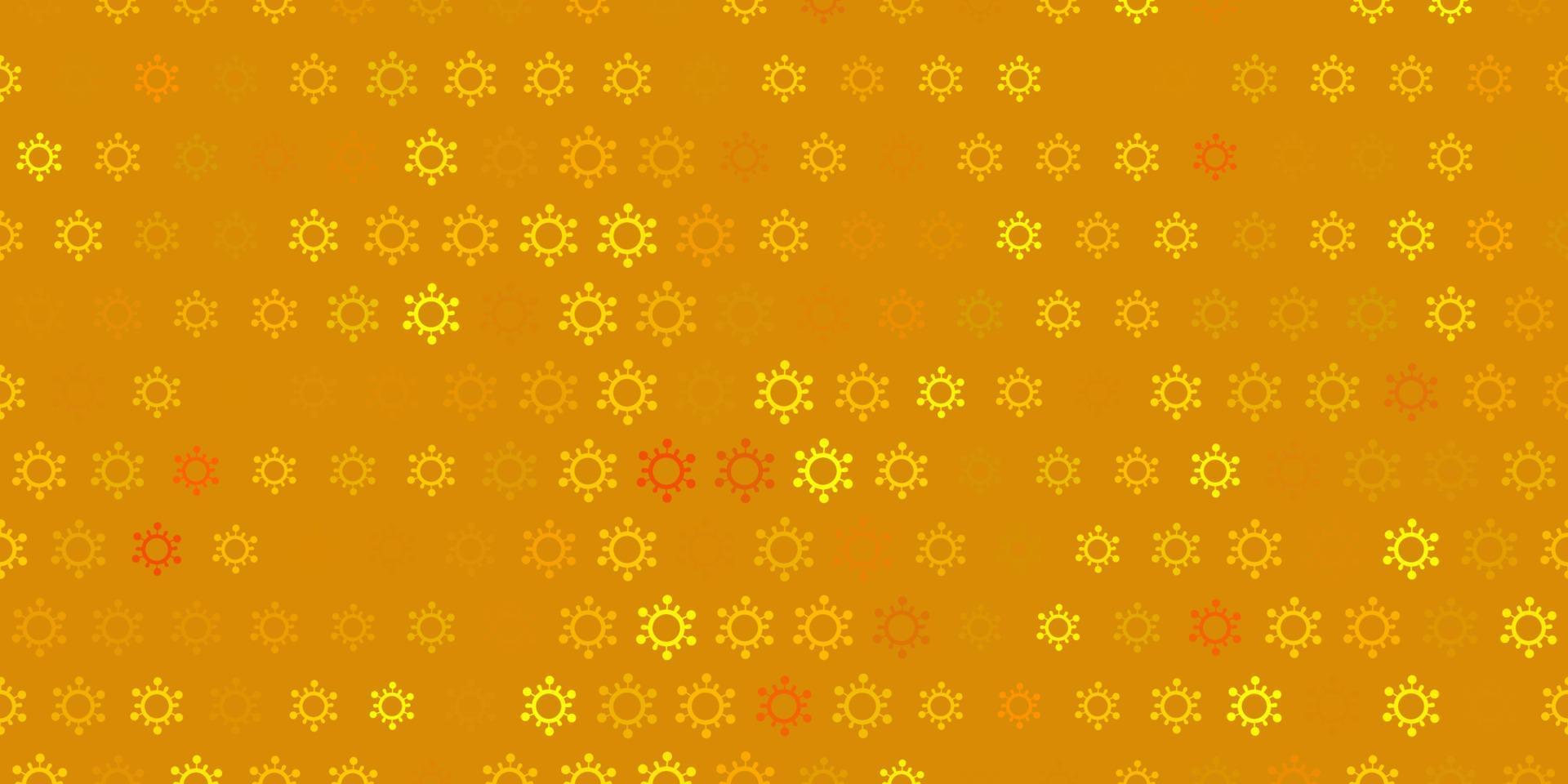 Dark green, yellow vector pattern with coronavirus elements.