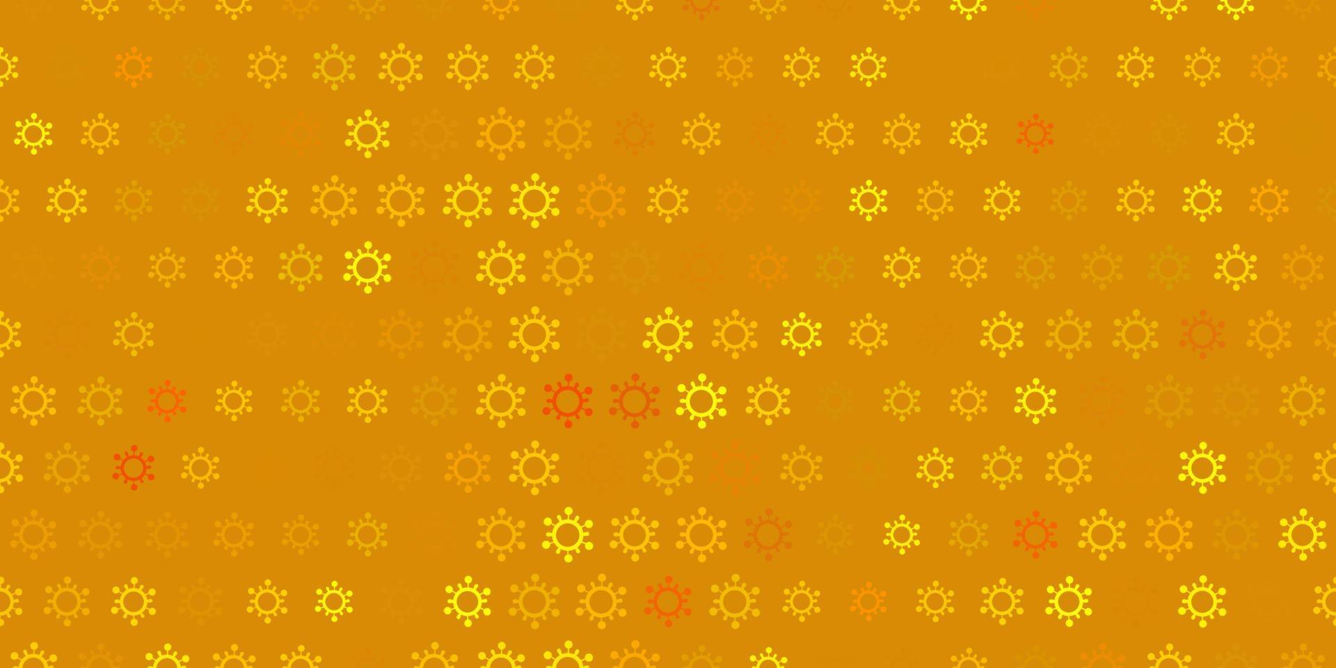 Dark green, yellow vector pattern with coronavirus elements.