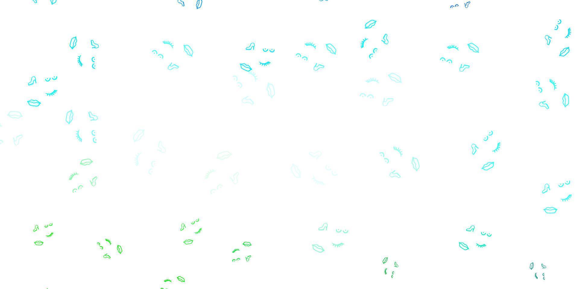 Light Blue, Green vector backdrop with woman's power symbols.