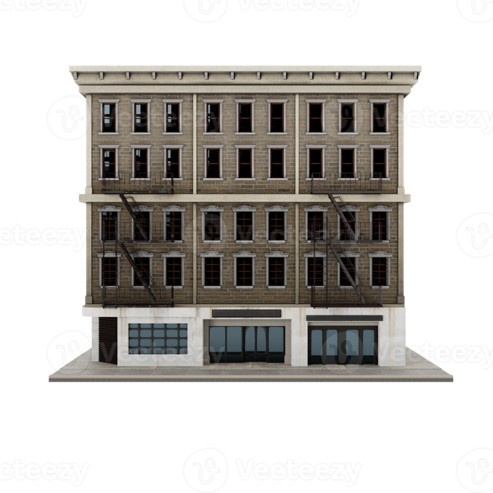 3d american style company apartment or building model isolated png