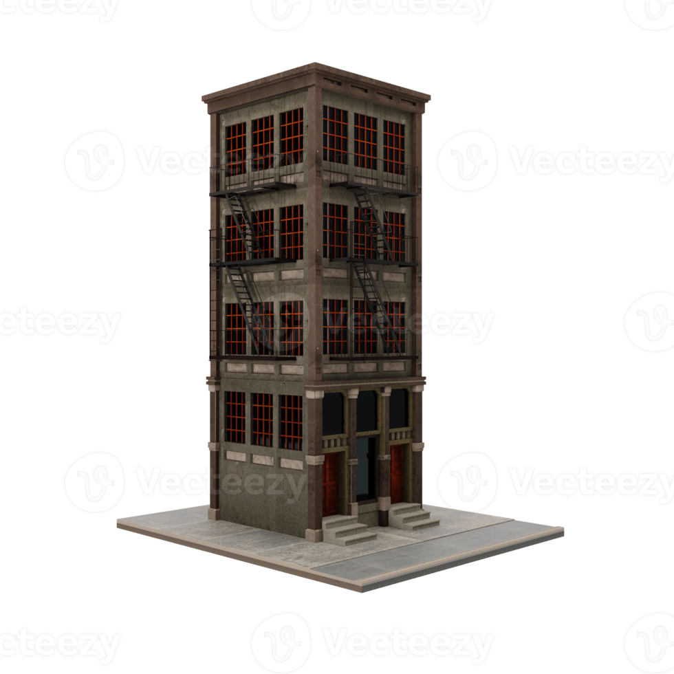 3d american style company apartment or building model isolated png