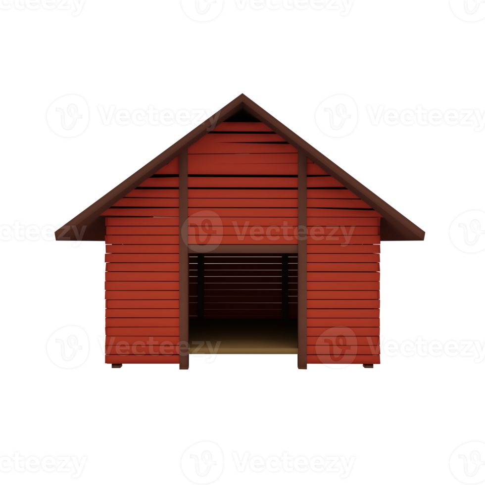 3d cartoon red barn isolated png