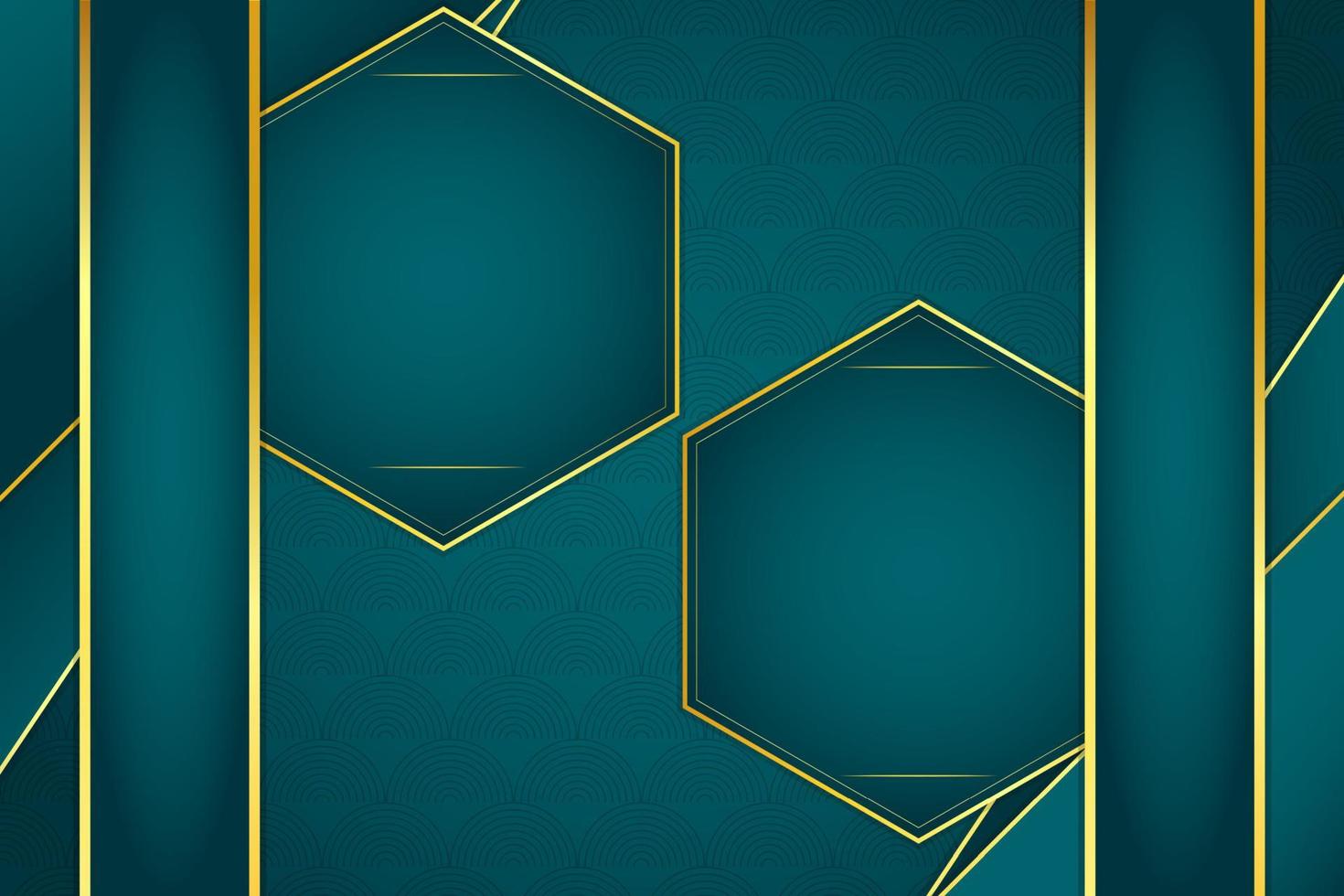 fondo abstracto de lujo moderno con elementos de línea dorada. fondo verde moderno para el diseño vector