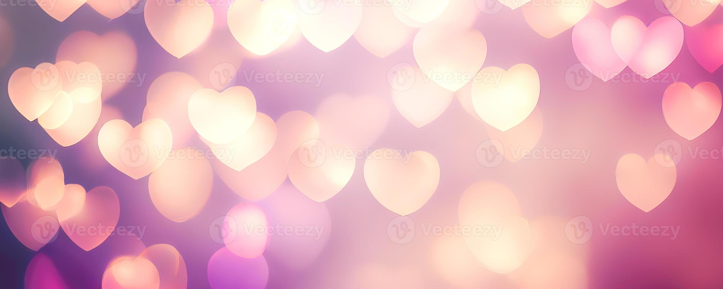 Abstract texture of bokeh heart shaped light. Love Valentine day concept. Sparkling light background photo
