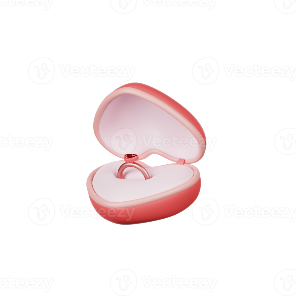 valentine ring box 3d Illustration png