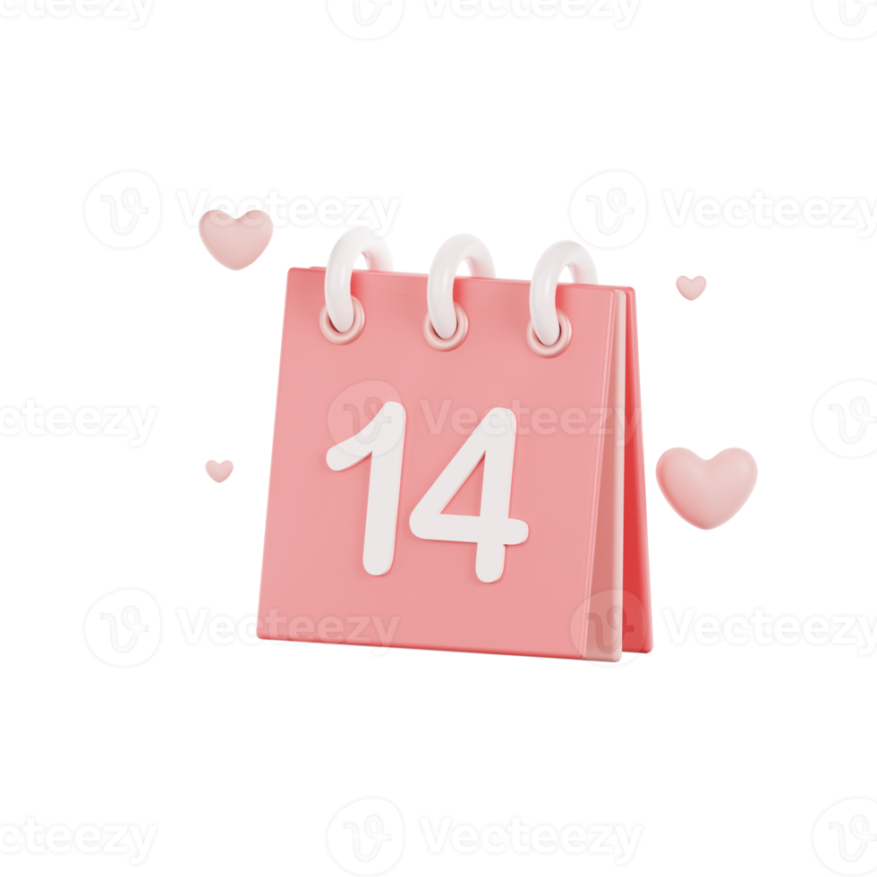 valentine calendar 3d Illustration png