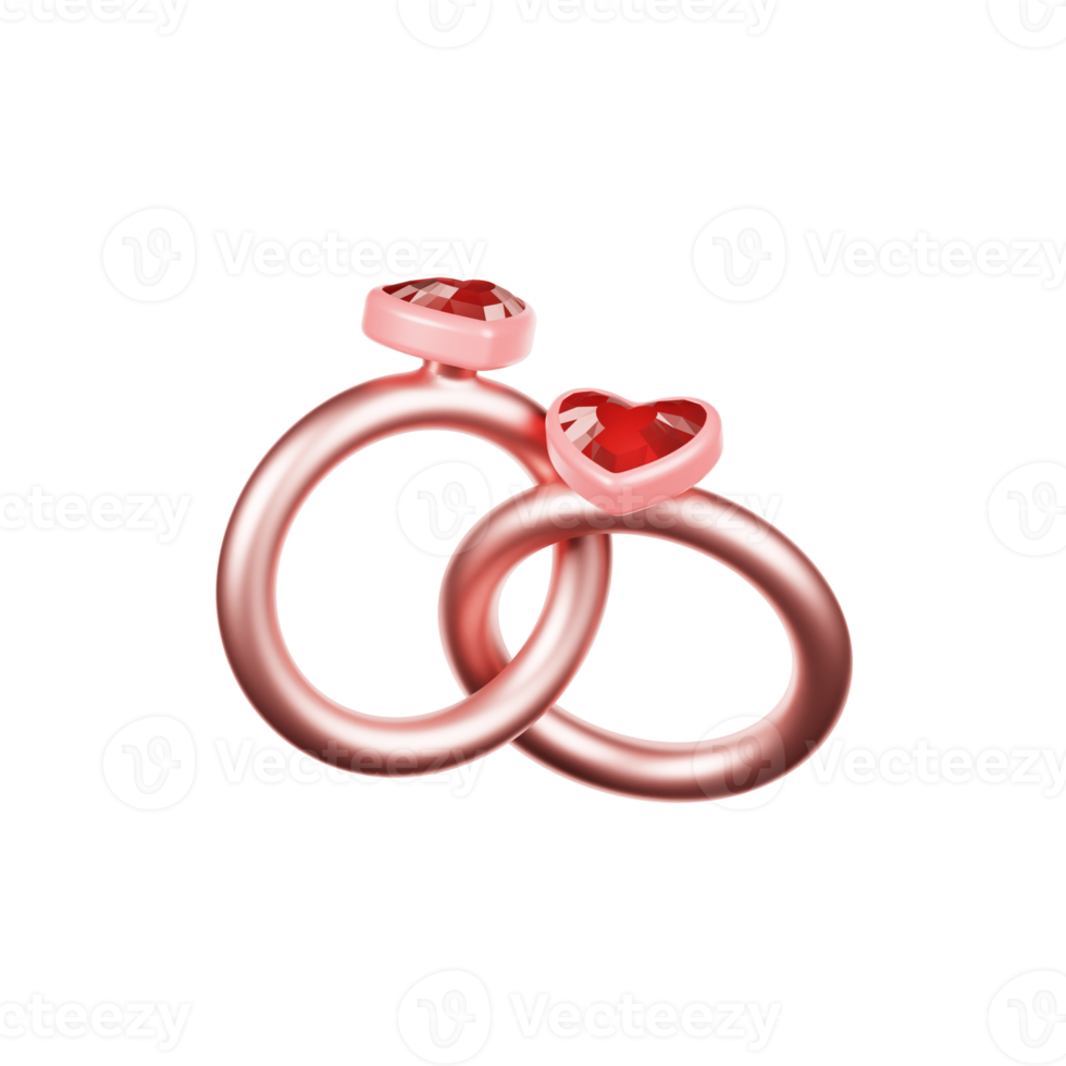 illustration 3d de la bague coeur saint valentin png