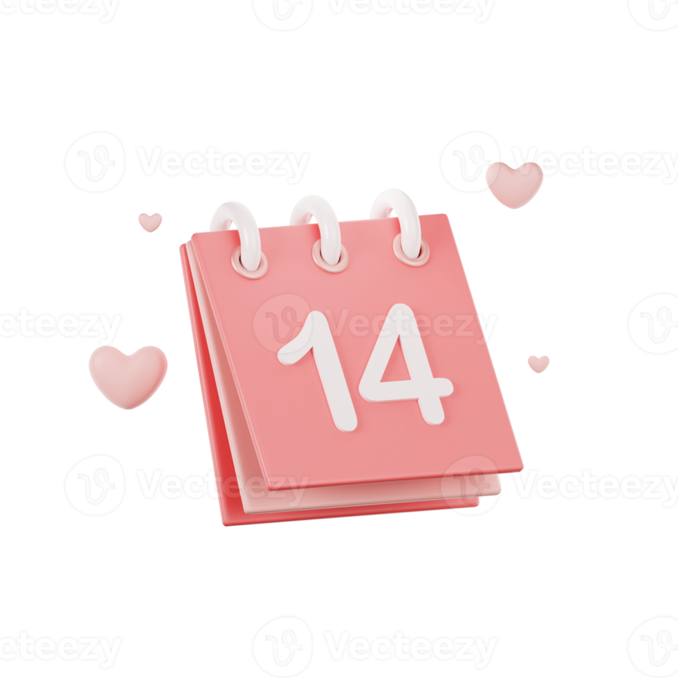 valentine calendar 3d Illustration png