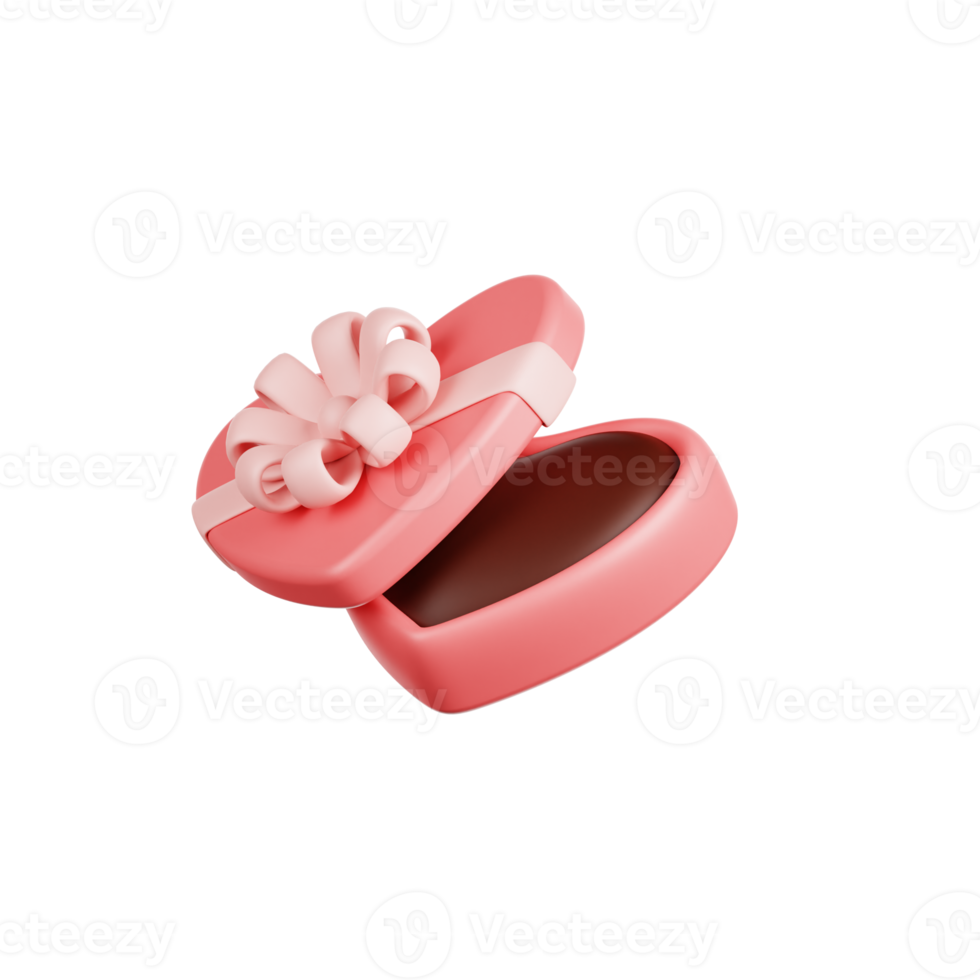valentine heart giftbox 3d Illustration png