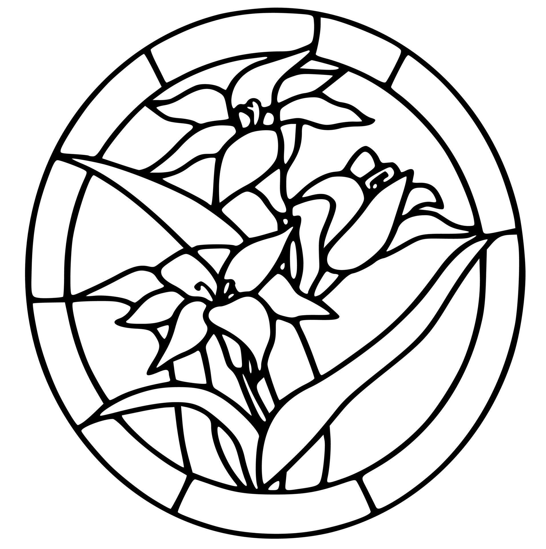 Black and white stained glass template and patterns 18732903 Vector Art