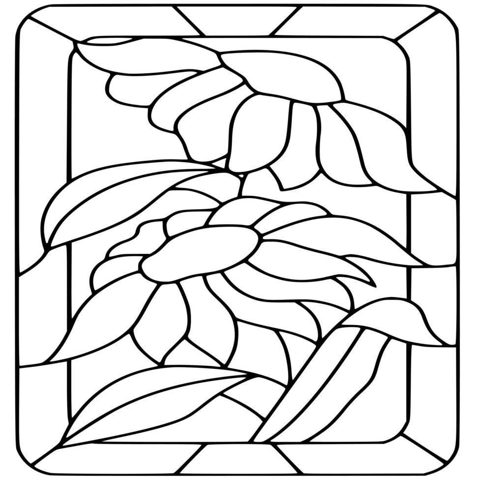 Black and white stained glass template and patterns vector