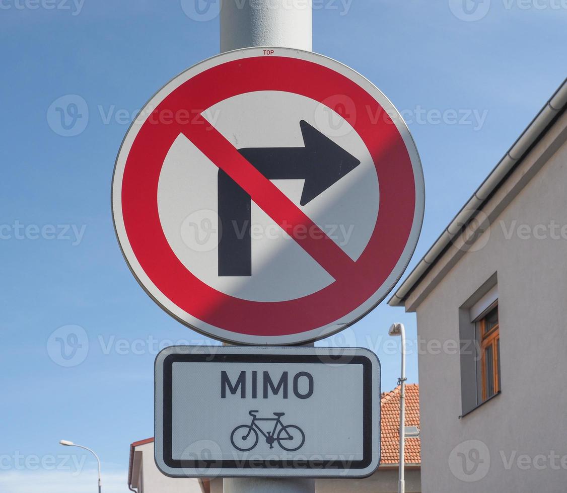 no right turn except bikes sign photo