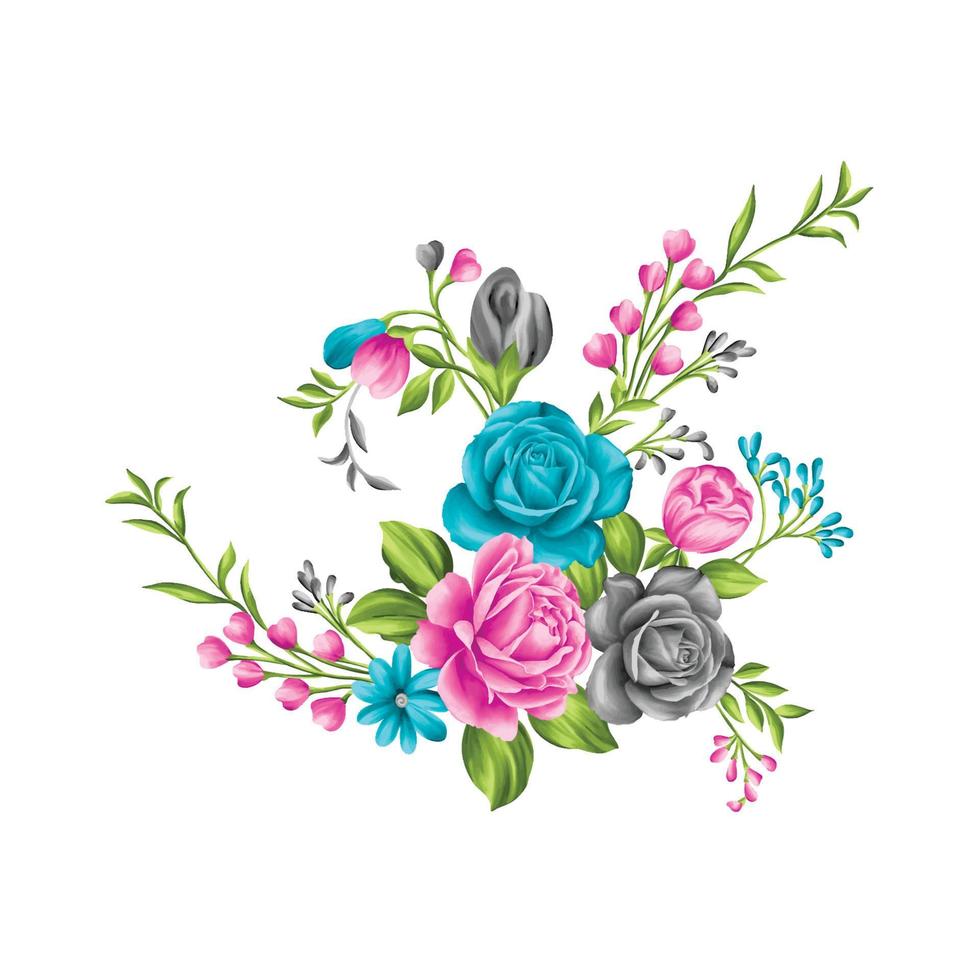 ilustración de acuarela de flores, fondo floral botánico, patrón de flores decorativas, flor pintada digital, patrón de flores para diseño textil, ramos de flores, plantilla de invitación de boda floral. vector