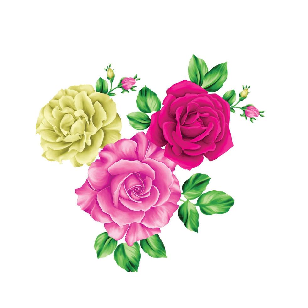 ilustración de acuarela de flores, fondo floral botánico, patrón de flores decorativas, flor pintada digital, patrón de flores para diseño textil, ramos de flores, plantilla de invitación de boda floral. vector