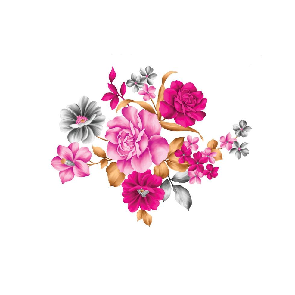 ilustración de acuarela de flores, fondo floral botánico, patrón de flores decorativas, flor pintada digital, patrón de flores para diseño textil, ramos de flores, plantilla de invitación de boda floral. vector