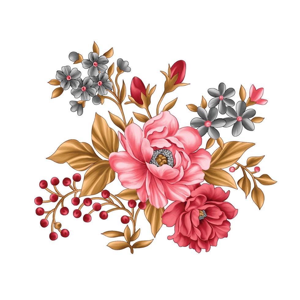 ilustración de acuarela de flores, fondo floral botánico, patrón de flores  decorativas, flor pintada digital, patrón de flores para diseño textil,  ramos de flores, plantilla de invitación de boda floral. 18733514 Vector