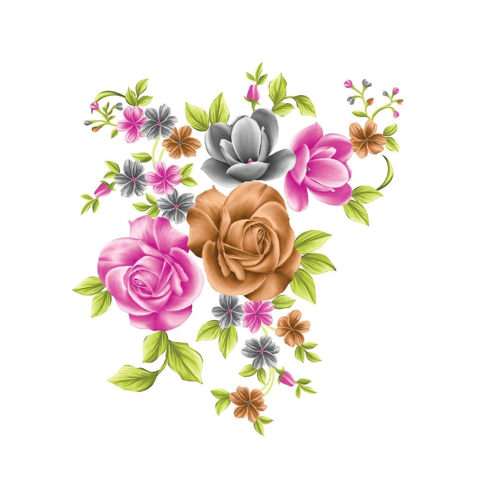 ilustración de acuarela de flores, fondo floral botánico, patrón de flores decorativas, flor pintada digital, patrón de flores para diseño textil, ramos de flores, plantilla de invitación de boda floral. vector