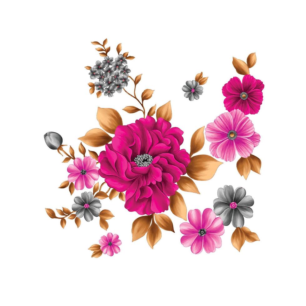 ilustración de acuarela de flores, fondo floral botánico, patrón de flores decorativas, flor pintada digital, patrón de flores para diseño textil, ramos de flores, plantilla de invitación de boda floral. vector