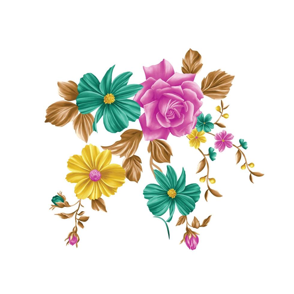 Flower watercolor illustration,Botanical floral background,Decorative flower pattern,Digital painted flower,Flower pattern for textile design,Flower bouquets,Floral wedding invitation template. vector