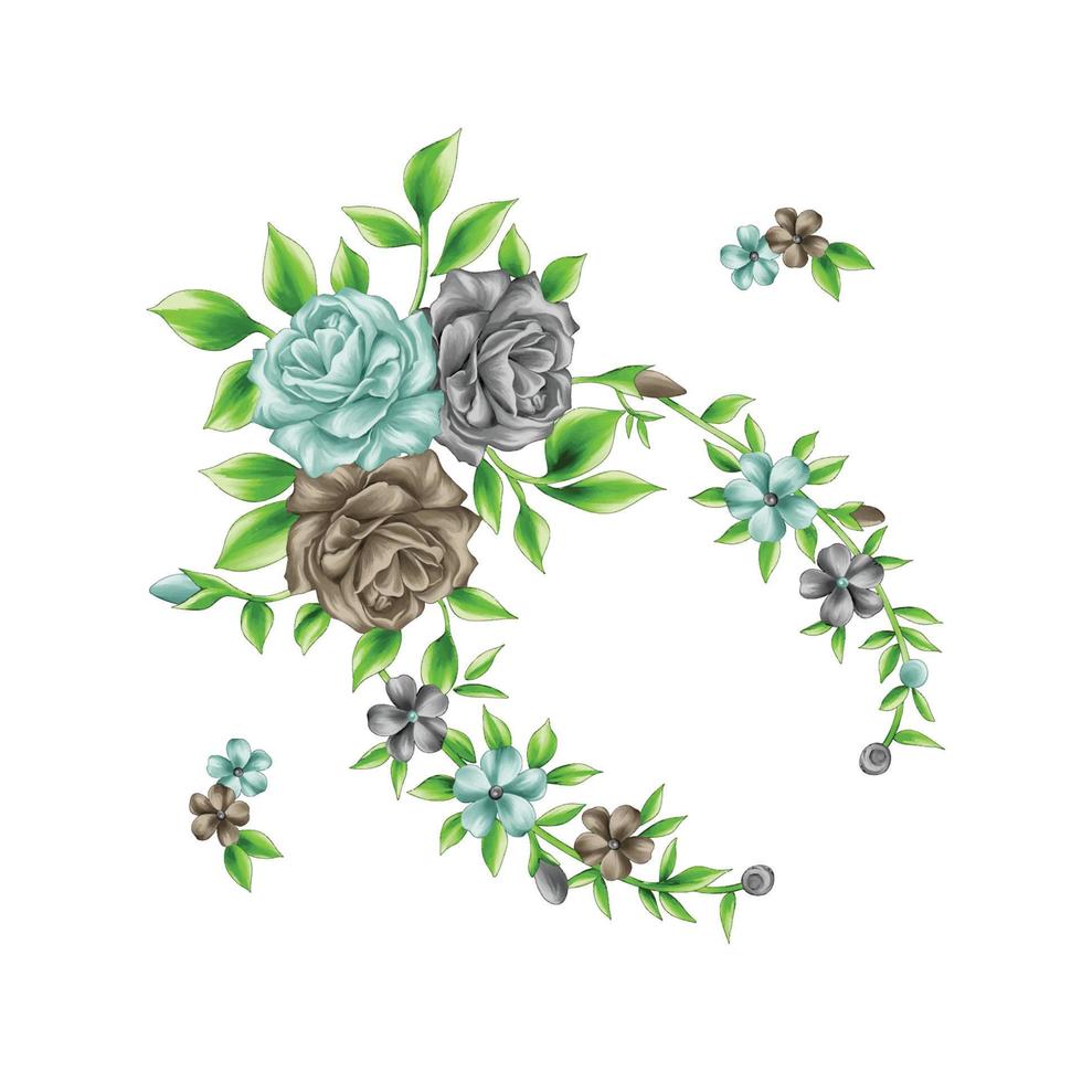 ilustración de acuarela de flores, fondo floral botánico, patrón de flores decorativas, flor pintada digital, patrón de flores para diseño textil, ramos de flores, plantilla de invitación de boda floral. vector