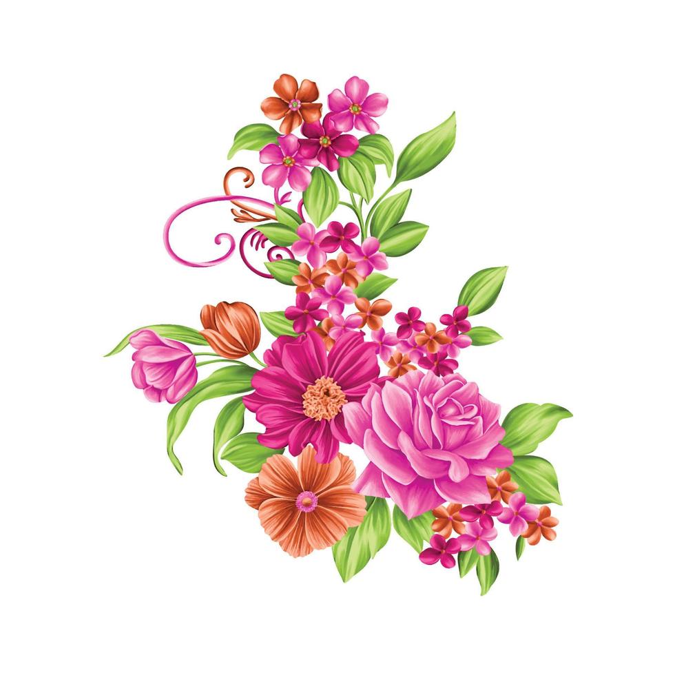 ilustración de acuarela de flores, fondo floral botánico, patrón de flores decorativas, flor pintada digital, patrón de flores para diseño textil, ramos de flores, plantilla de invitación de boda floral. vector