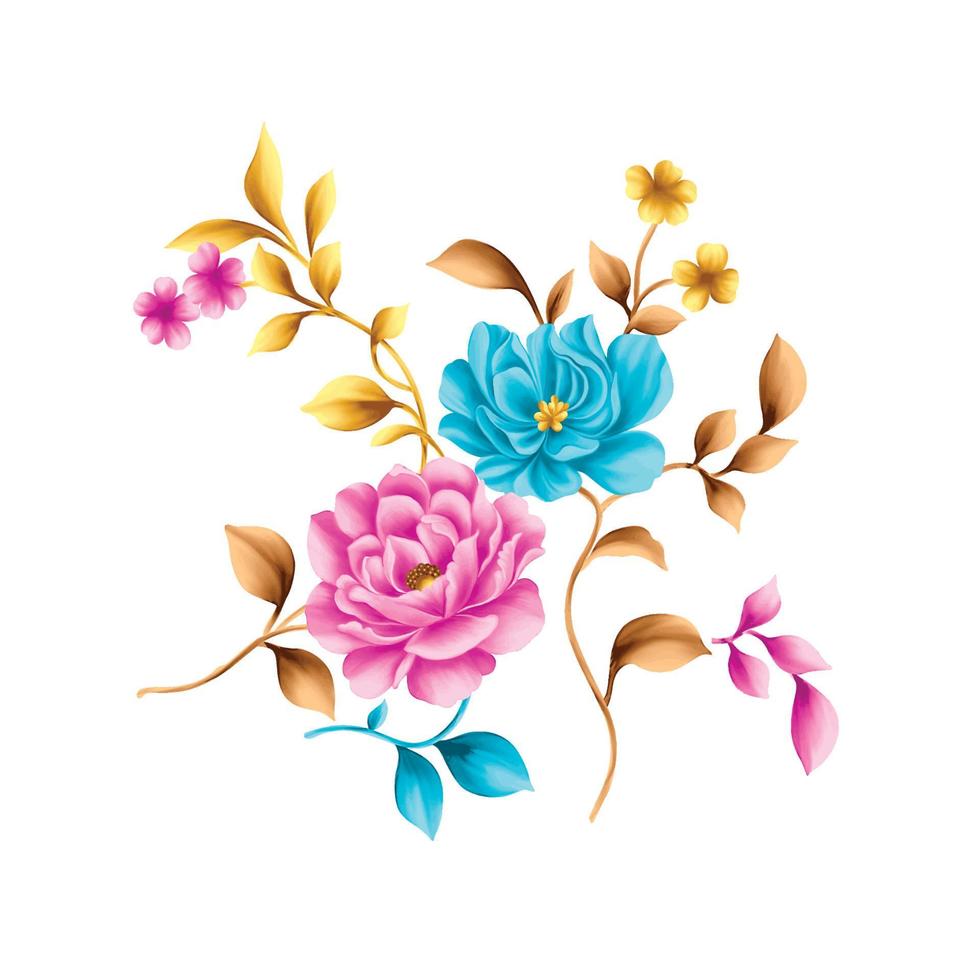 ilustración de acuarela de flores, fondo floral botánico, patrón de flores decorativas, flor pintada digital, patrón de flores para diseño textil, ramos de flores, plantilla de invitación de boda floral. vector