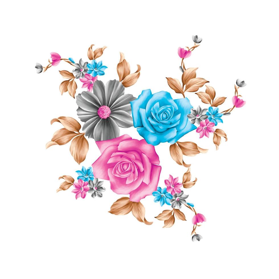 ilustración de acuarela de flores, fondo floral botánico, patrón de flores decorativas, flor pintada digital, patrón de flores para diseño textil, ramos de flores, plantilla de invitación de boda floral. vector