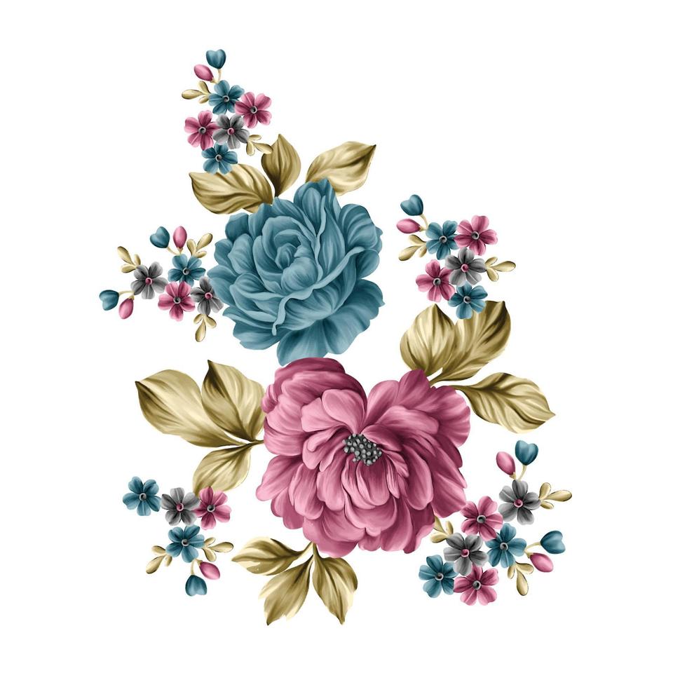 ilustración de acuarela de flores, fondo floral botánico, patrón de flores decorativas, flor pintada digital, patrón de flores para diseño textil, ramos de flores, plantilla de invitación de boda floral. vector