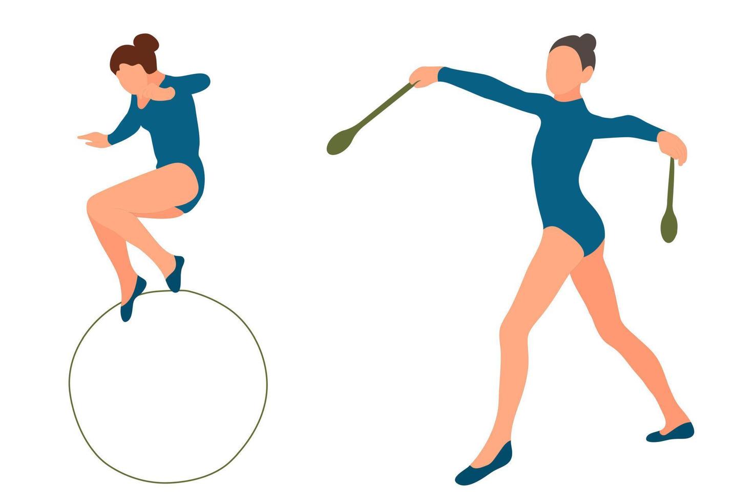 Vector athlete gymnast. Gymnastics sport. Sports queen. Flat style. Isolated vector