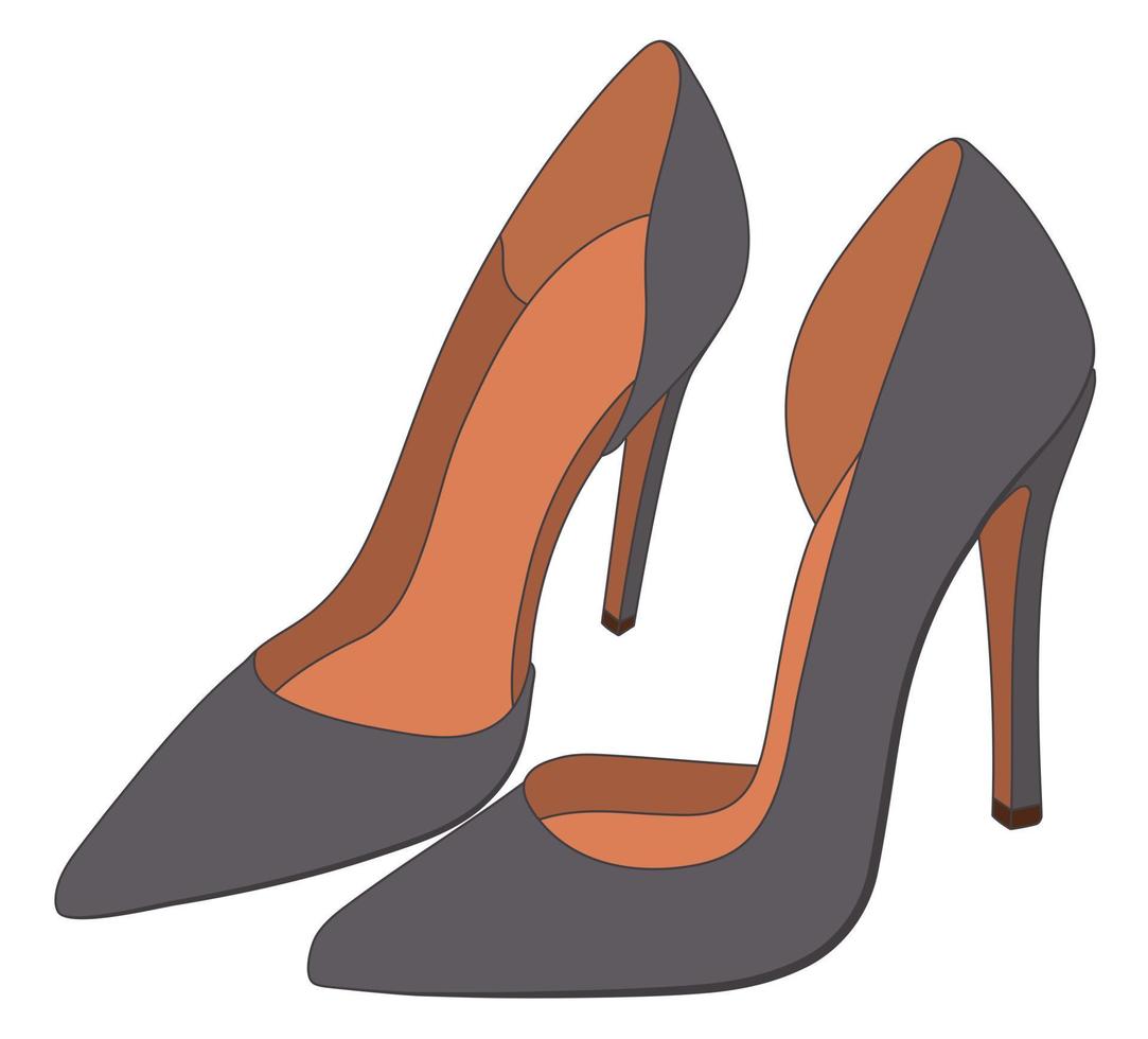 Fashionable women's shoes with heels. Women's shoe model. Stylish accessory. Flat style. vector