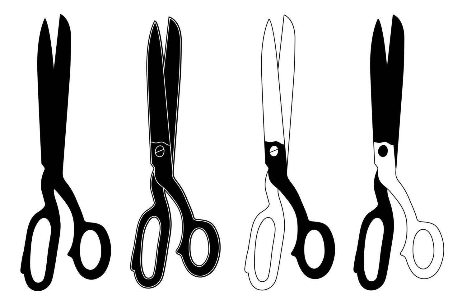 Silhouette sketch scissors, shears, pair of scissors. Medical instrument. Hospital, medical equipment vector