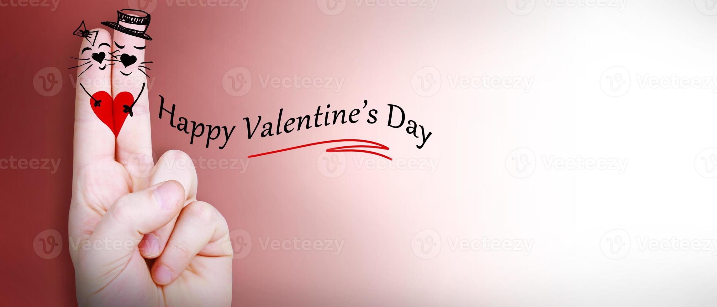 Happy finger couple in love celebrating Valentine day. 3d illustration. photo