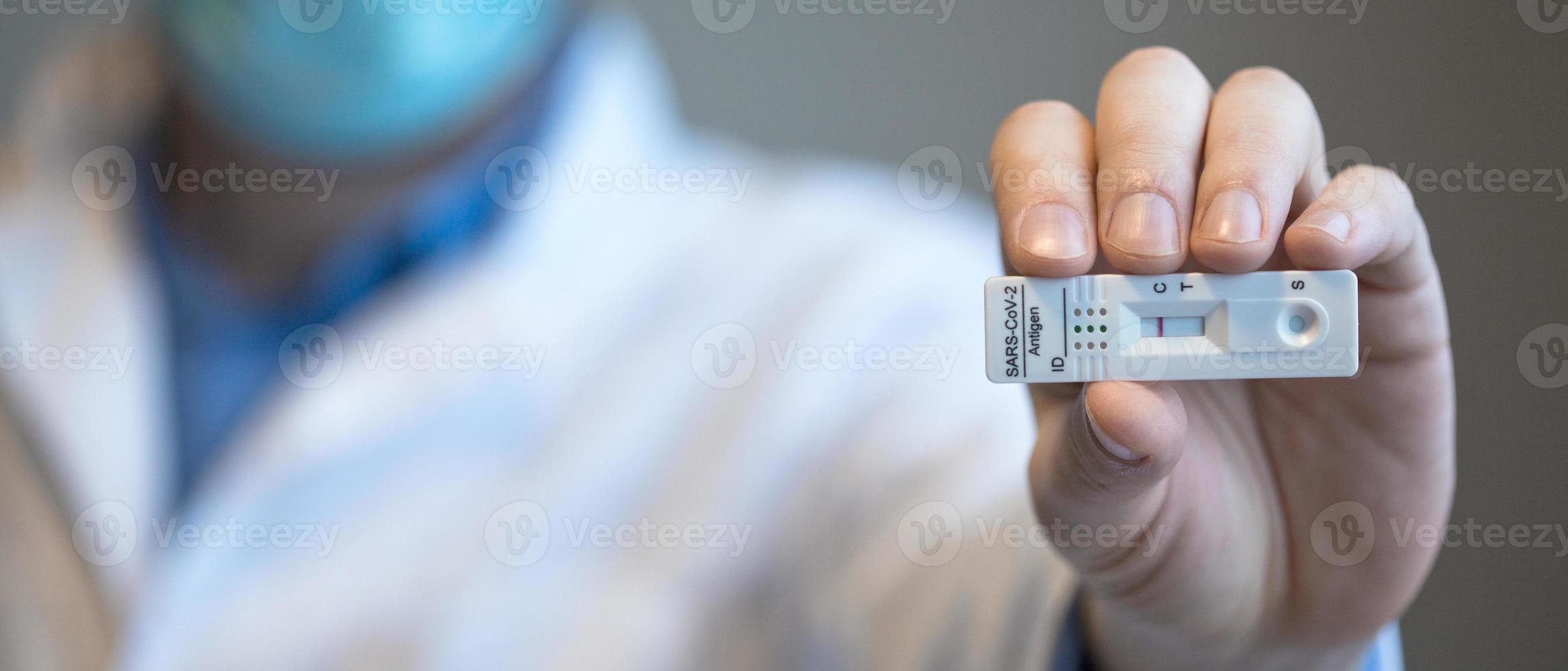 Negative test result by using rapid test device for COVID-19. photo