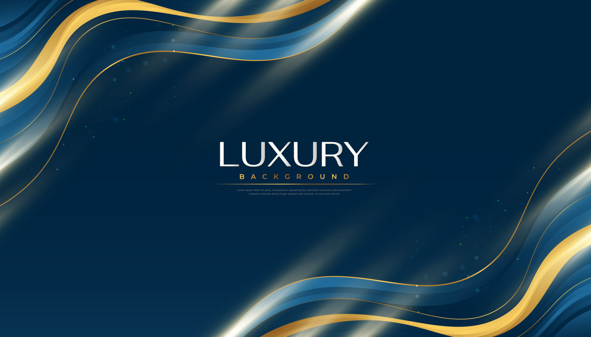Luxury Blue and Gold Background in Paper Cut Style with Shining and
