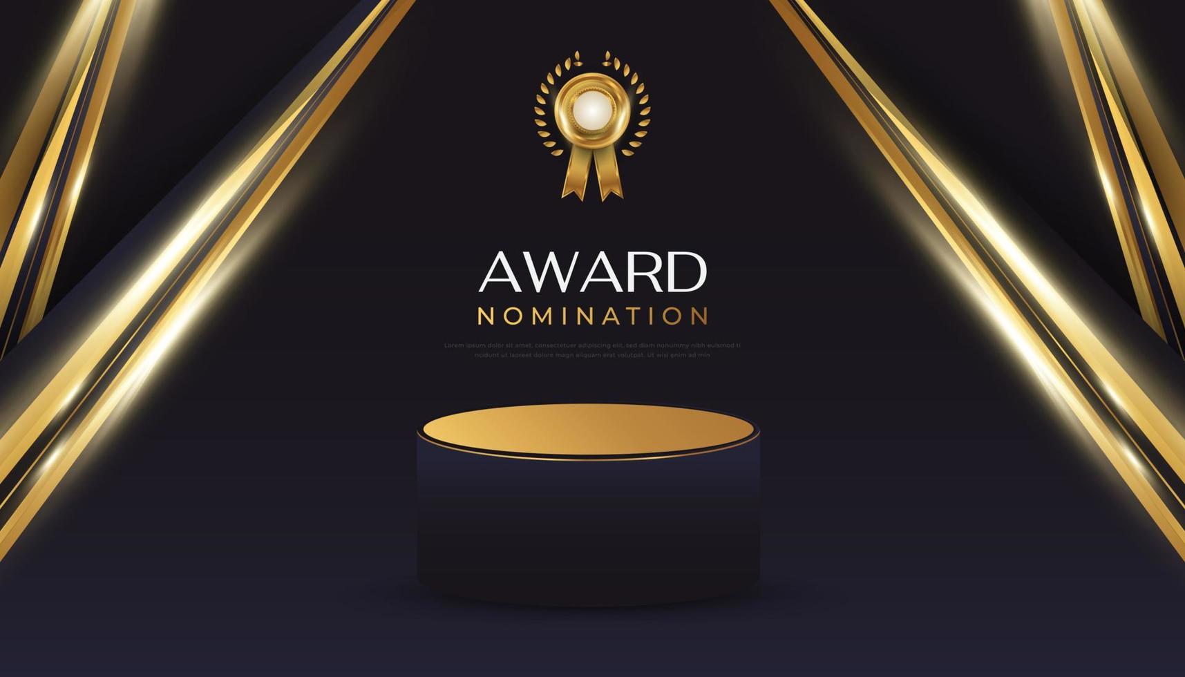 Award Nomination Ceremony Luxury Background with 3D Podium and Gold Medal vector