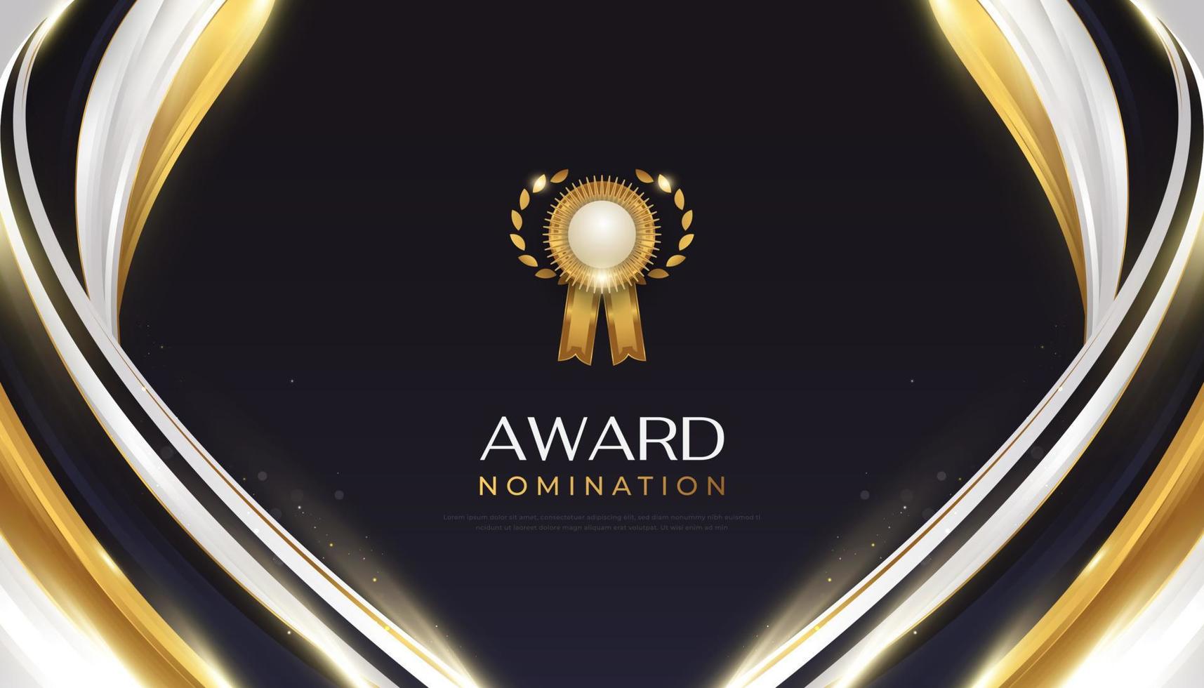 Luxury Award Nomination Ceremony Background with Golden Sparkles and Medal vector