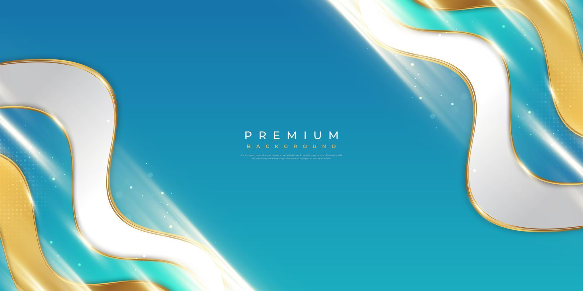 Luxury Blue, White and Gold Background with Shining and Sparkling Light. Premium Golden Background for Award, Nomination, Ceremony, Formal Invitation or Certificate Design vector