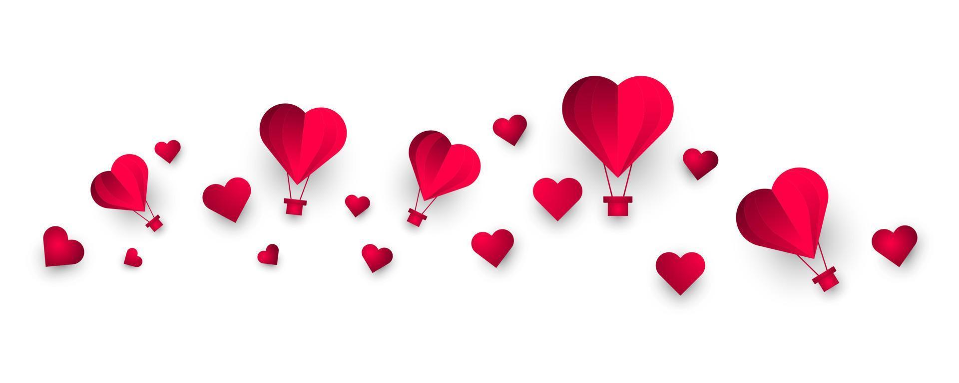 Red Heart Balloons Illustration Isolated on Transparent Background. Valentine's Day Decoration Elements vector