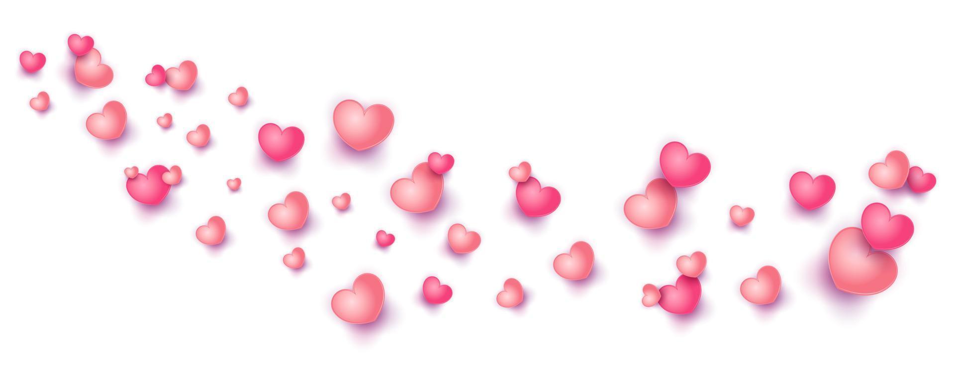 Cute Pink Heart Balloons Illustration Isolated on Transparent Background. Valentine's Day Decoration Elements vector