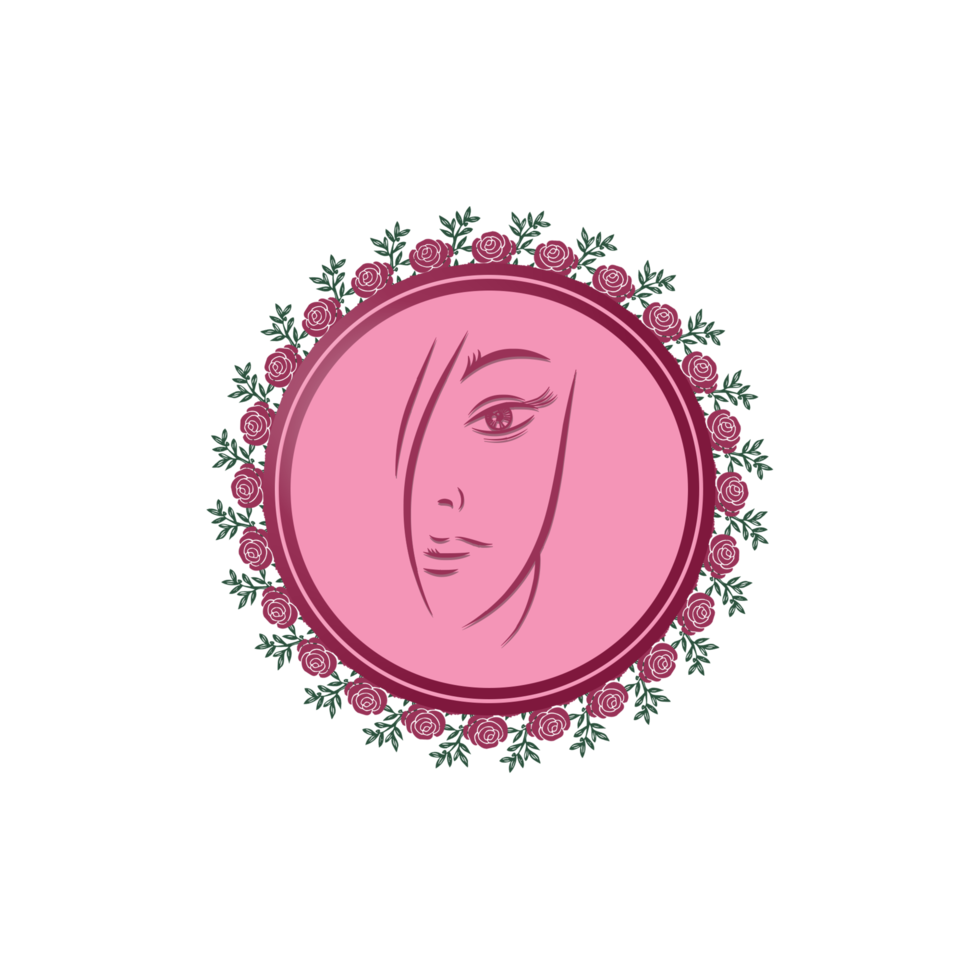 Women's Day with frame of flower and leaves. png