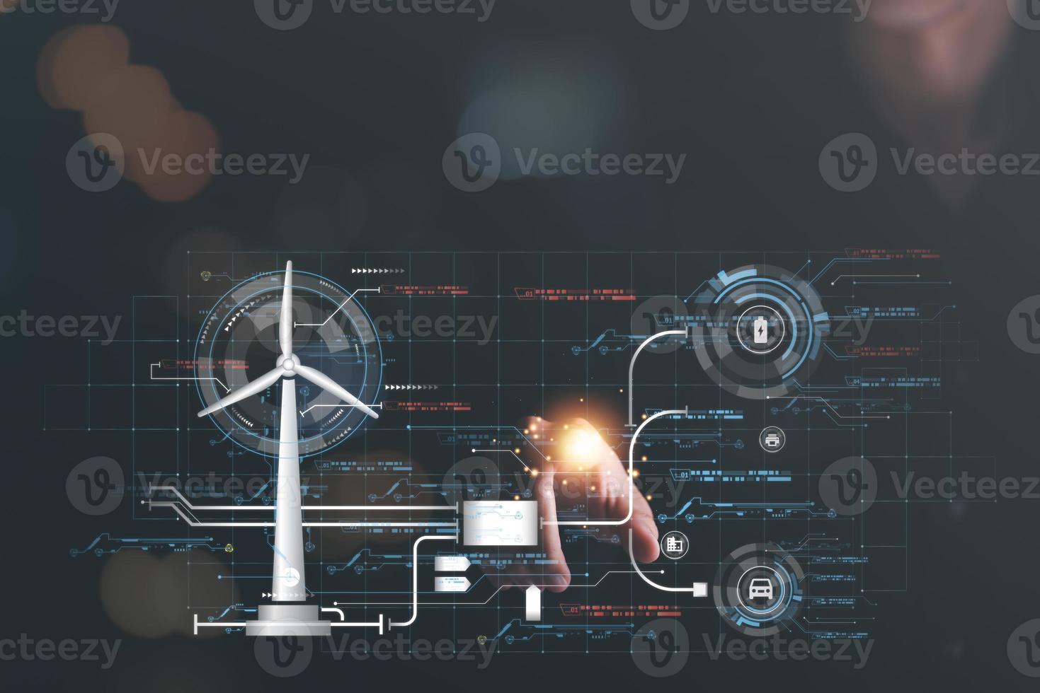 protecting the environment alternative energy Sustainable renewable energy sources Green energy innovation and environmentally friendly energy technology,Conservationist pointing virtual icon photo