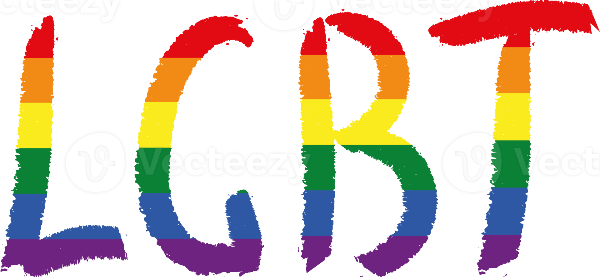 gênero, doodle letras de pincelada de textura de arco-íris. título lgbt png