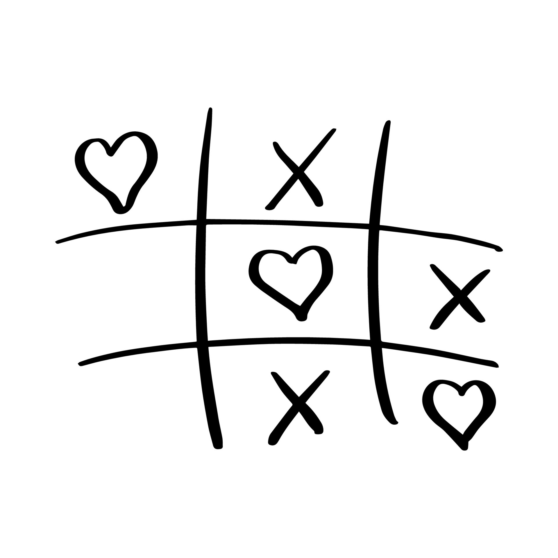 Tic tac toe with hearts on white background Vector Image