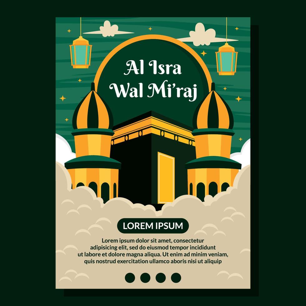 cartel del evento de celebración de isra miraj vector