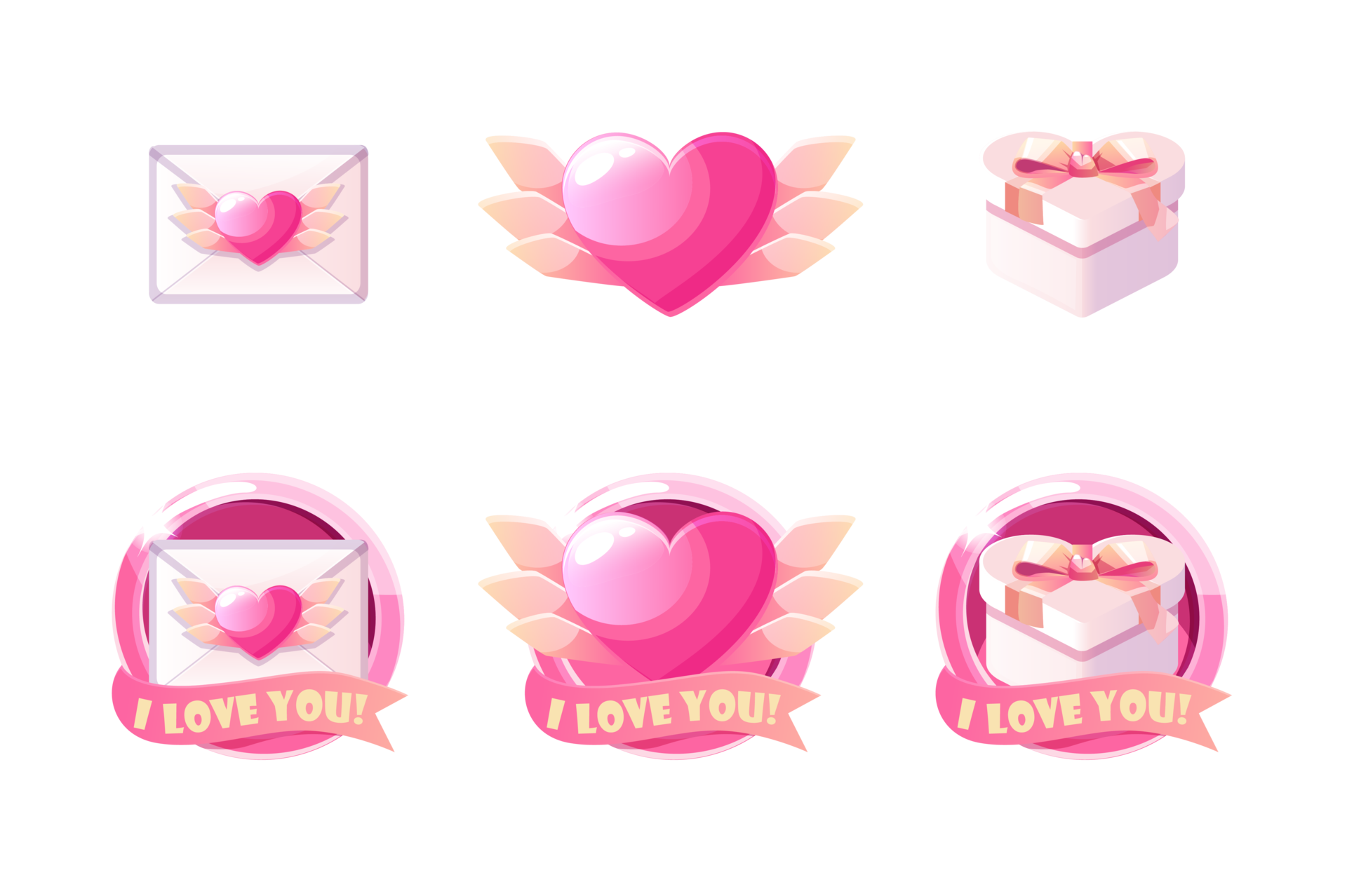 Free Set of pink icons for the holiday of St. Valentine 18734628 PNG