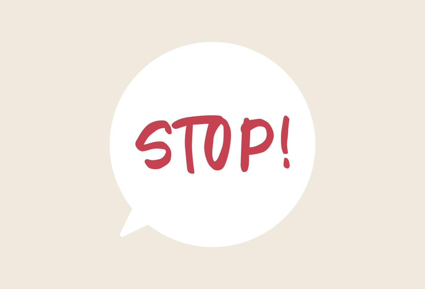 Stop speech bubble with scream exclamation negation concept flat vector illustration.